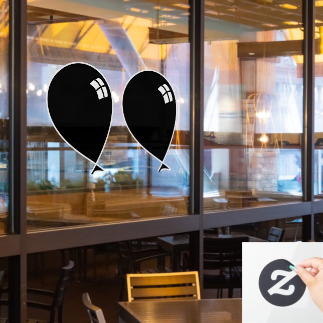 Black Happy Balloons Twins Window Cling (Restaurant Window)