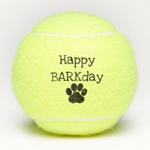 Black Happy Barkday Birthday Pet Dog Toy Tennis Balls