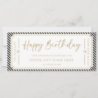 Black Happy Birthday Gift Voucher Card