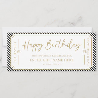 Black Happy Birthday Gift Voucher Card
