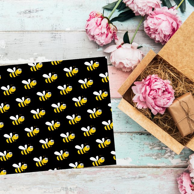 Black happy bumble bees cute fun tissue paper (Creator Uploaded)
