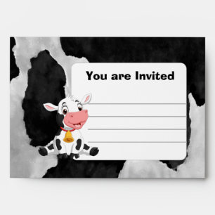 Black Happy Cow Invitation Envelope