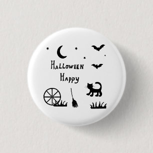 Black Happy Halloween horror spooky 3 Cm Round Badge