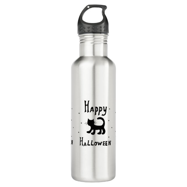 Black Happy Halloween horror spooky       710 Ml Water Bottle (Front)
