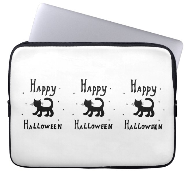 Black Happy Halloween horror spooky         Laptop Sleeve (Front)
