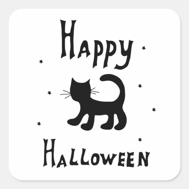 Black Happy Halloween horror spooky      Square Sticker (Front)