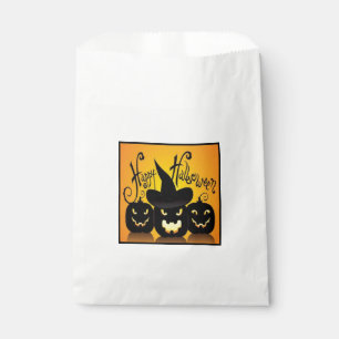 Black Happy Halloween Pumpkins Favour Bags