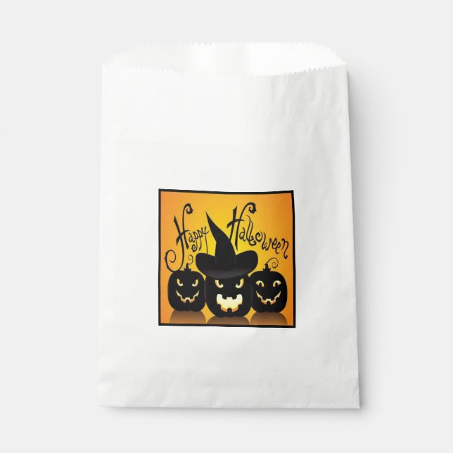 Black Happy Halloween Pumpkins Favour Bags (Front)
