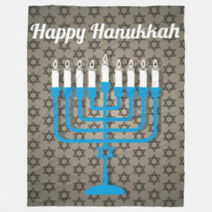 black happy hanukkah fleece blanket