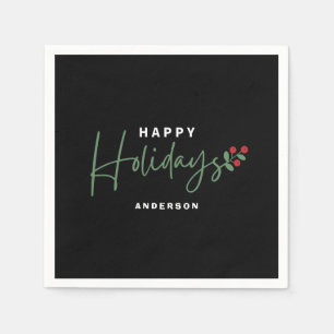 Black Happy Holiday  Napkin