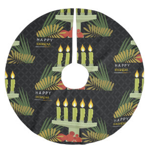 black happy kwanzaa christmas tree skirt