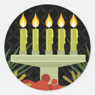 black happy kwanzaa classic round sticker