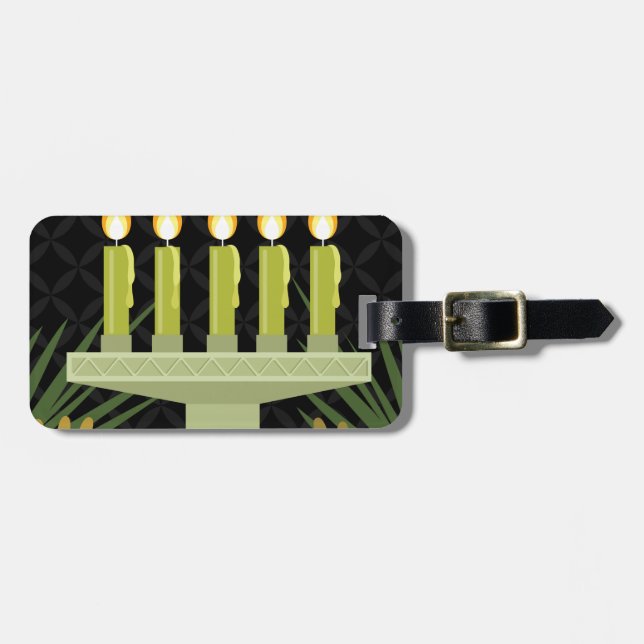 black happy kwanzaa luggage tag (Front Horizontal)
