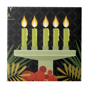 black happy kwanzaa tile