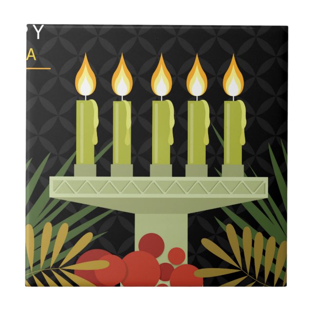 black happy kwanzaa tile (Front)