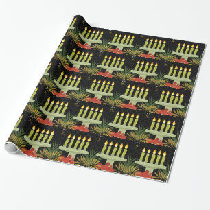 black happy kwanzaa wrapping paper