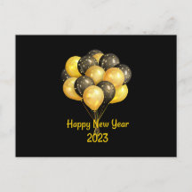 Black Happy New Year 2023 Postcard