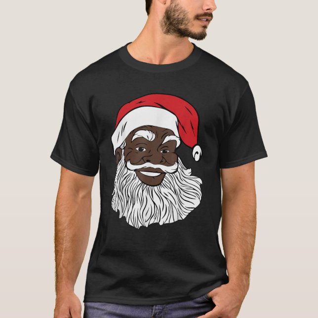 Black Happy Santa  Fun African American Santa  T-Shirt (Front)