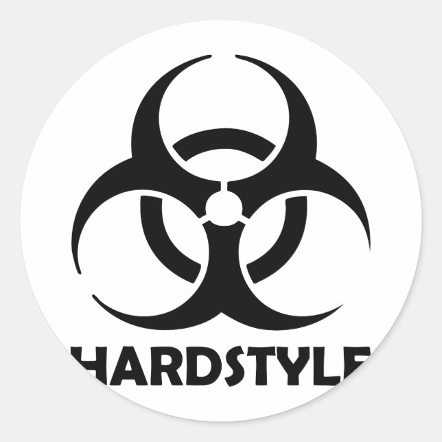 black hardstyle tribal classic round sticker (Front)