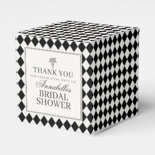 Black Harlequin Chequered Bridal Shower Favour Box