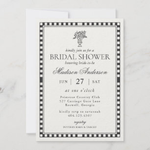 Black Harlequin Chequered Bridal Shower Invitation