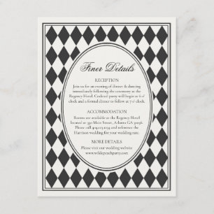 Black Harlequin Chequered Finer Details Wedding Enclosure Card