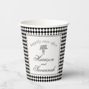 Black Harlequin Chequered Wedding Paper Cups