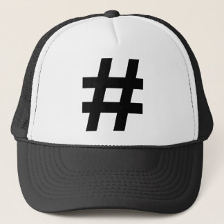 black hash number trucker hat