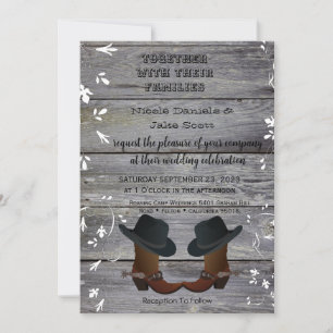 Black Hat and Cowboy Boots Country Wedding Invitation