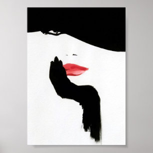 Black Hat Retro Vintage Fashion Illustration Poster