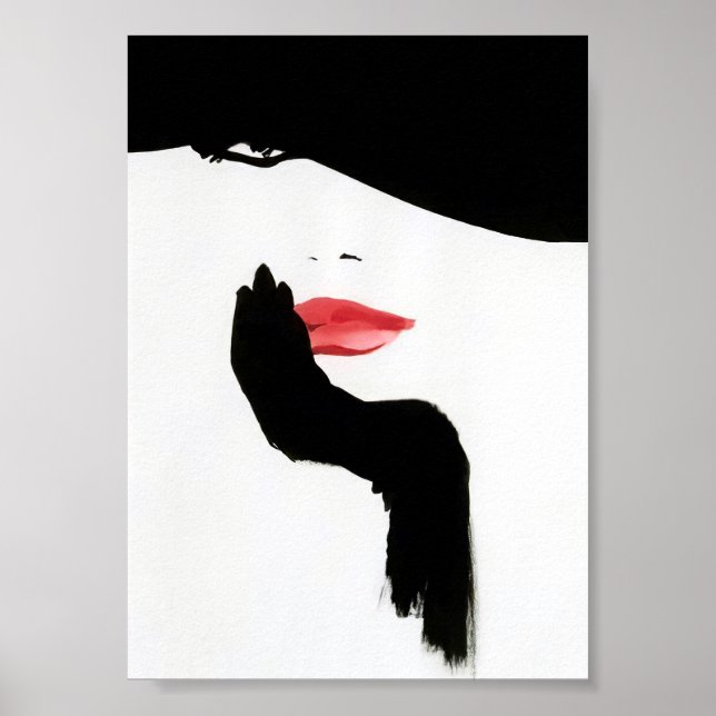 Black Hat Retro Vintage Fashion Illustration Poster (Front)