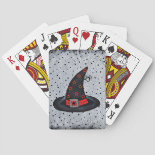 Black Hat Society Witch Hat Buckle Stars Spider Playing Cards