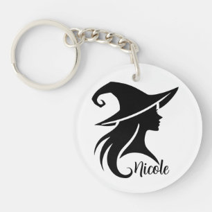 Black Hat Witch Wiccan Witches Halloween  Key Ring
