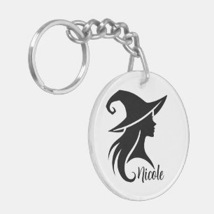 Black Hat Witch Wiccan Witches Halloween Key Ring