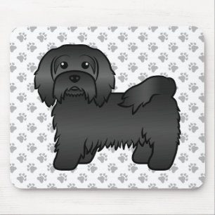 Black Havanese Cute Cartoon Dog Illustration Mouse Mat