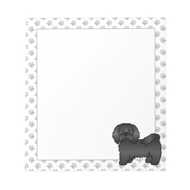 Black Havanese Cute Cartoon Dog Illustration Notepad (Front)
