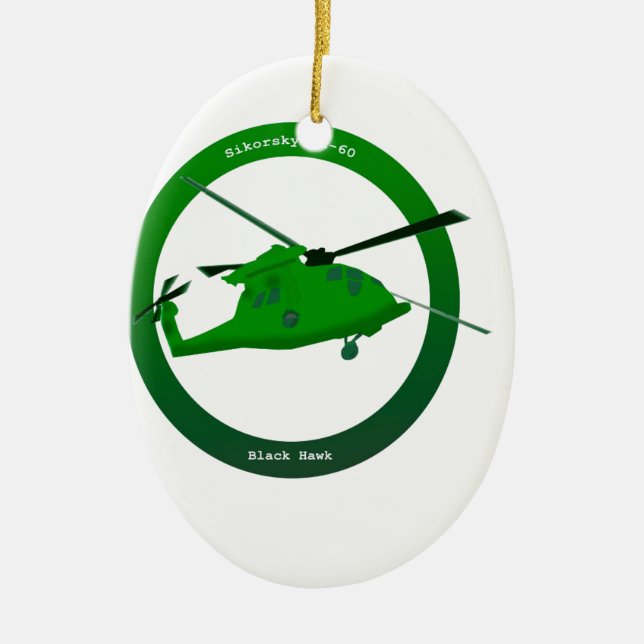 Black Hawk Ceramic Tree Decoration (Front)