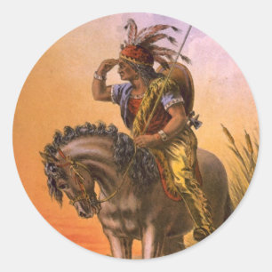 Black Hawk Native American Indian Classic Round Sticker