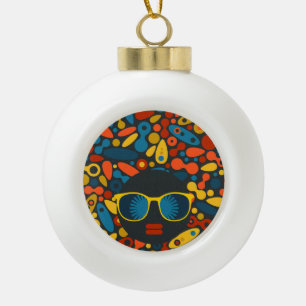 Black Head Woman #1 Ceramic Ball Christmas Ornament