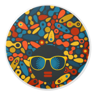 Black Head Woman #1 Ceramic Knob