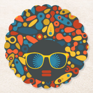 Black Head Woman #1 Paper Coaster