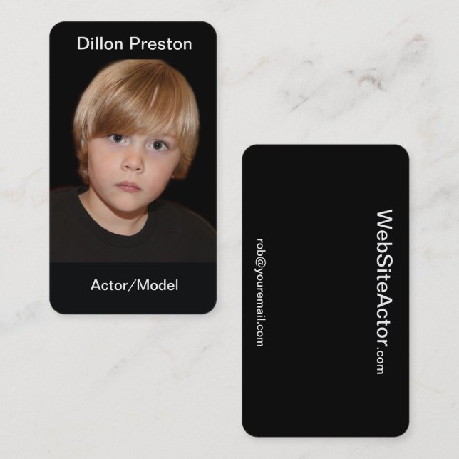Black Headshot Business Card Template (Front/Back)
