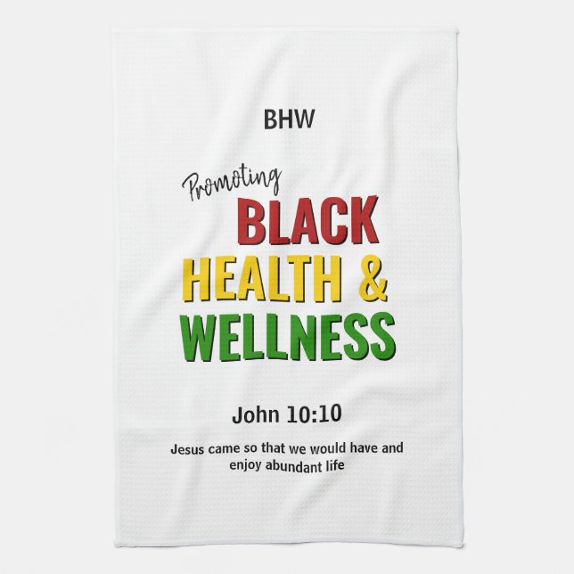BLACK HEALTH WELLNESS Christian Monogram Tea Towel (Vertical)