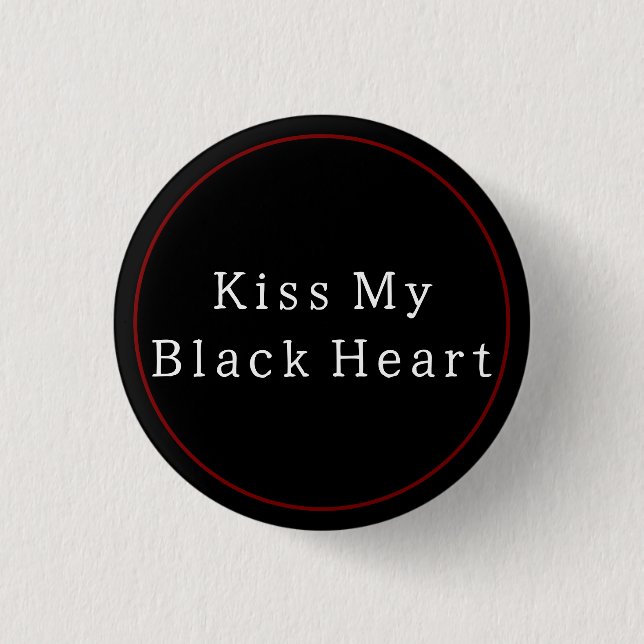 Black Heart 3 Cm Round Badge (Front)