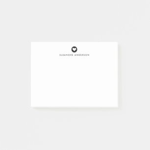 Black Heart Accent Personalised Post-it Notes