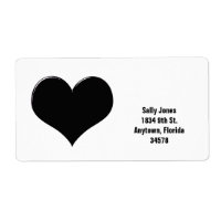 Black heart address label
