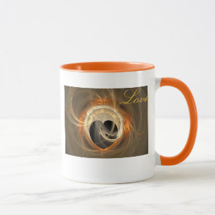 Black Heart and Golden Swirl Fractal with Love Mug