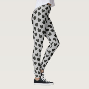 Black heart and grey background ( customise) leggings