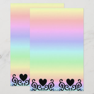 Black Heart and Lily on Rainbow Stationery