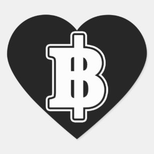 Black Heart BAHT SIGN ฿ Thai Money Currency ฿ Heart Sticker